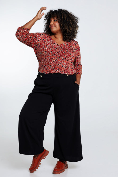 Gerade geschnittenes Top mit Kreismuster-Paprika-8