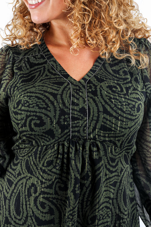 Kurzes Kleid mit folkloristischem Muster-Paprika-4