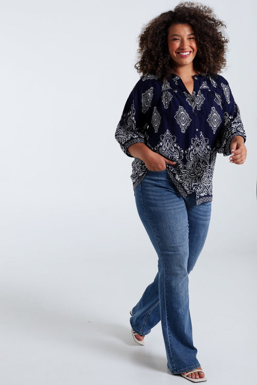 Bluse aus bedruckter Viskose mit Kaschmirmuster-Paprika-9