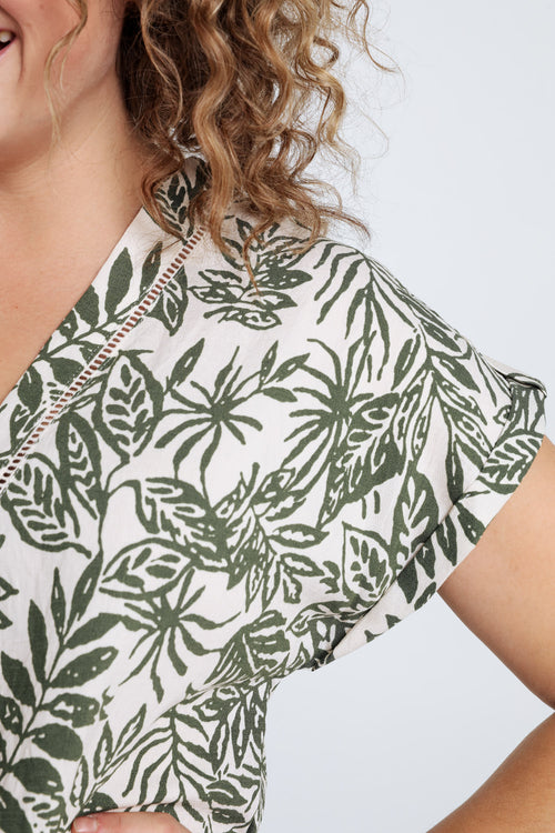  Bluse mit Blattmuster-Paprika-4