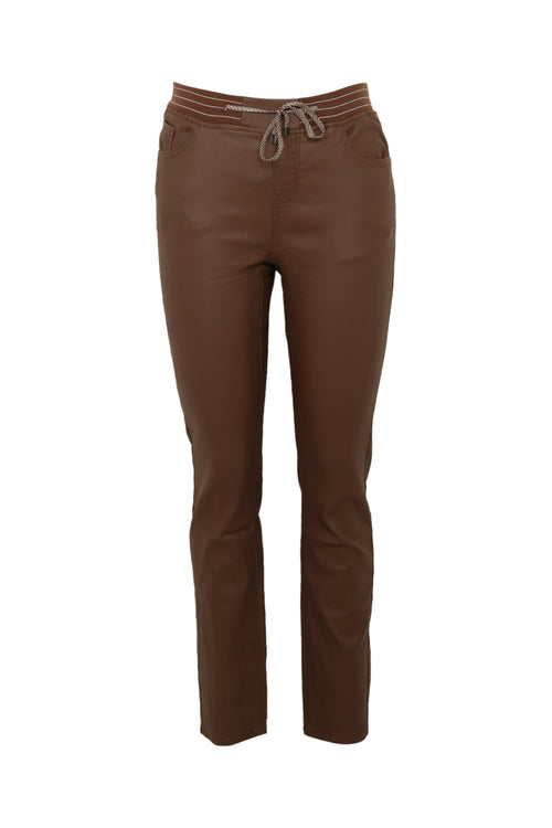 Beschichtete Slim-Fit-Jeggings mit feinem Gürtel-Paprika-9