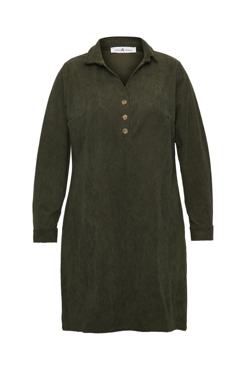 Unifarbenes kurzes Kleid aus Cordvelours-Paprika-7