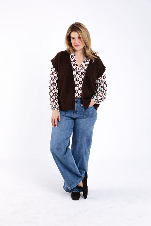 Ärmellose Strickweste aus einfarbigem Bouclé-Strick-Paprika-8