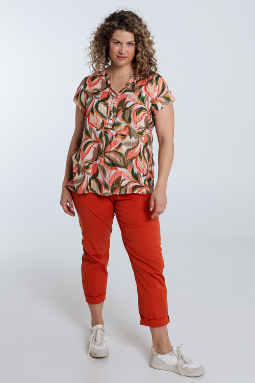 Bluse aus Viskose mit Blattdruck-Paprika-7