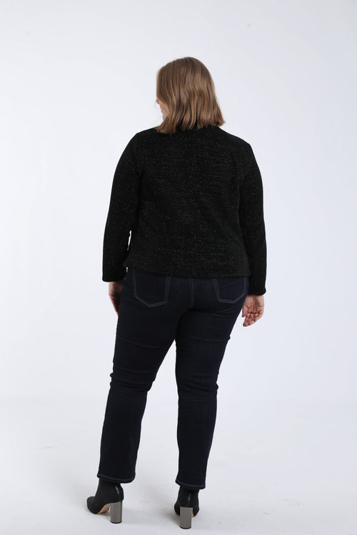 Veste jacquard bicolore avec lurex-Paprika-3