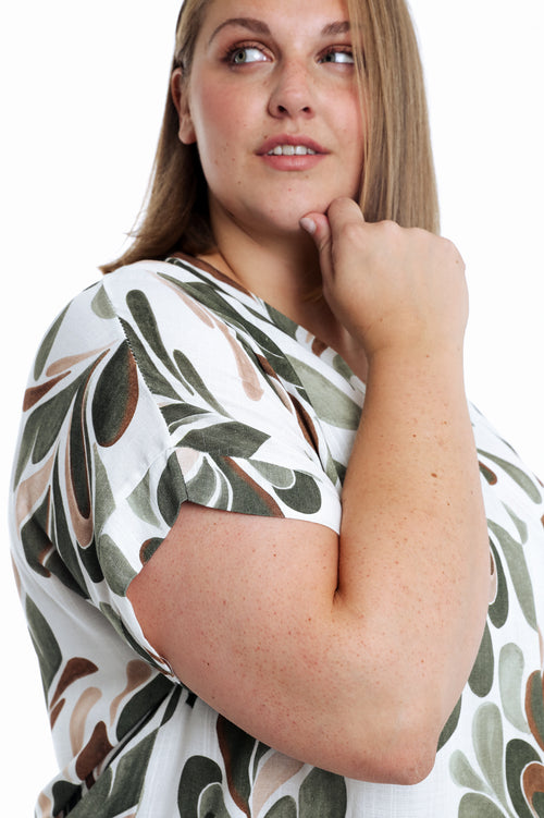 Bluse aus Viskose mit Blattmuster-Paprika-4
