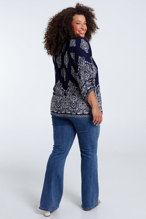 Bluse aus bedruckter Viskose mit Kaschmirmuster-Paprika-2