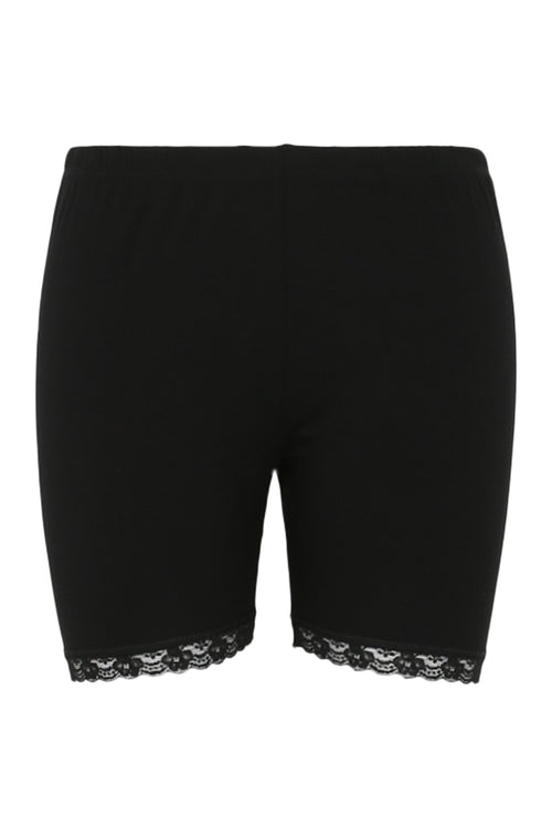 Unifarbene Leggingshorts aus Viskose mit Spitzendetails-Paprika-8