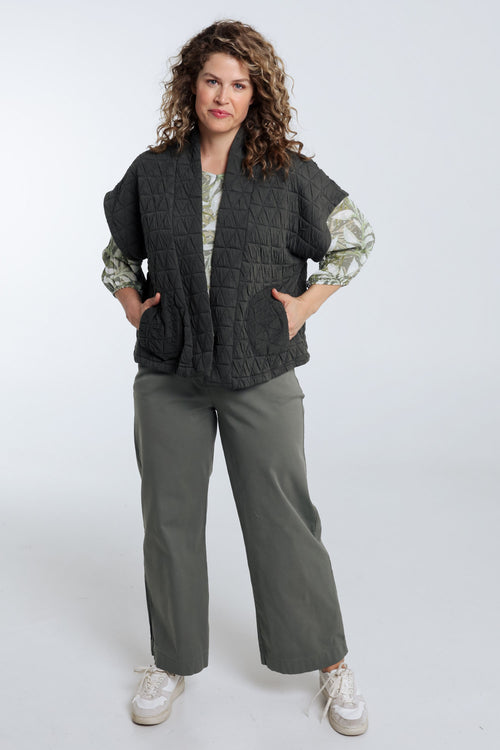 Wattierte einfarbige Kimono-Jacke-Paprika-8