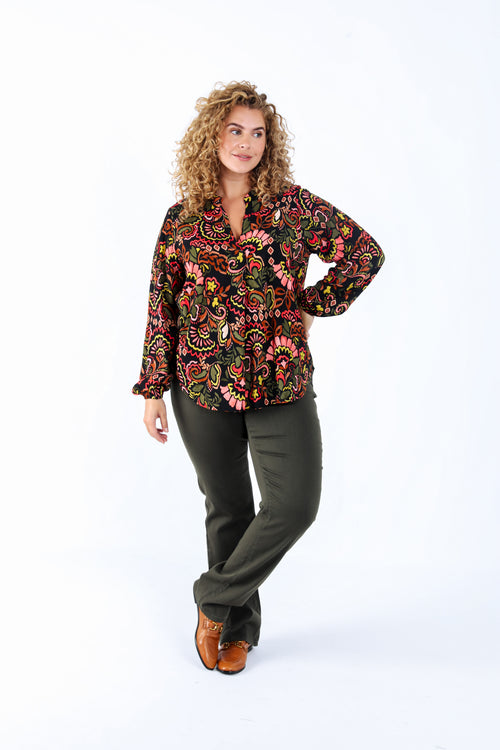 Bluse aus bedrucktem Viskosestoff im Folklore-Stil-Paprika-6