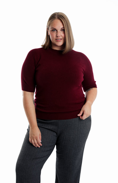 Uni kurzärmeliger Pullover-Paprika-1
