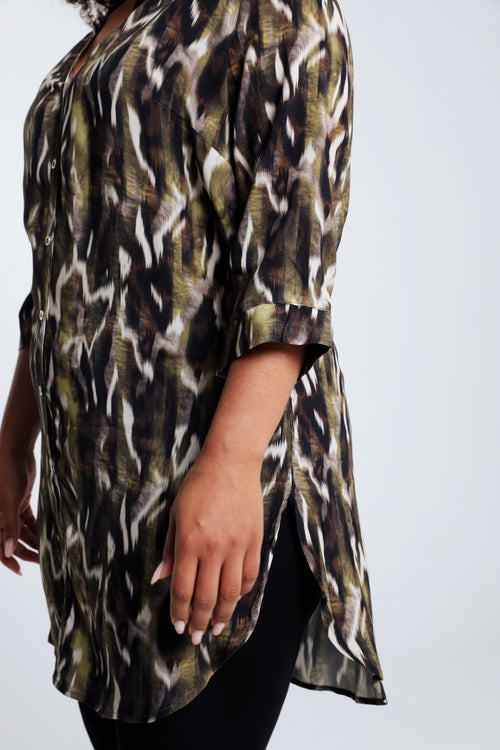 Longue chemise en viscose imprimé peau de bête-Paprika-4