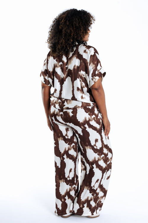 Weit geschnittene Hose aus Viskose mit Satin-Effekt und Animal-Print-Paprika-3