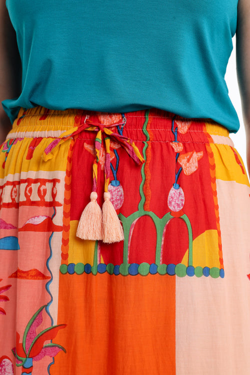 Tropical-Print Baumwollrock-Paprika-3