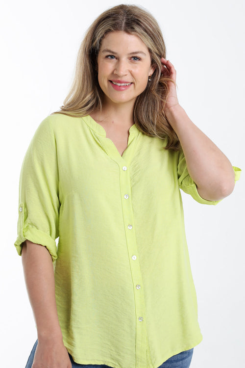 Blouse en viscose uni-Paprika-1