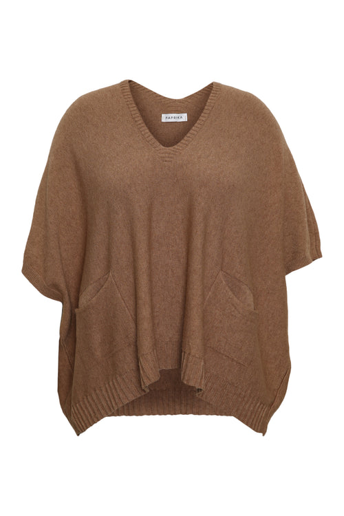 Pull court uni en viscose-Paprika-1