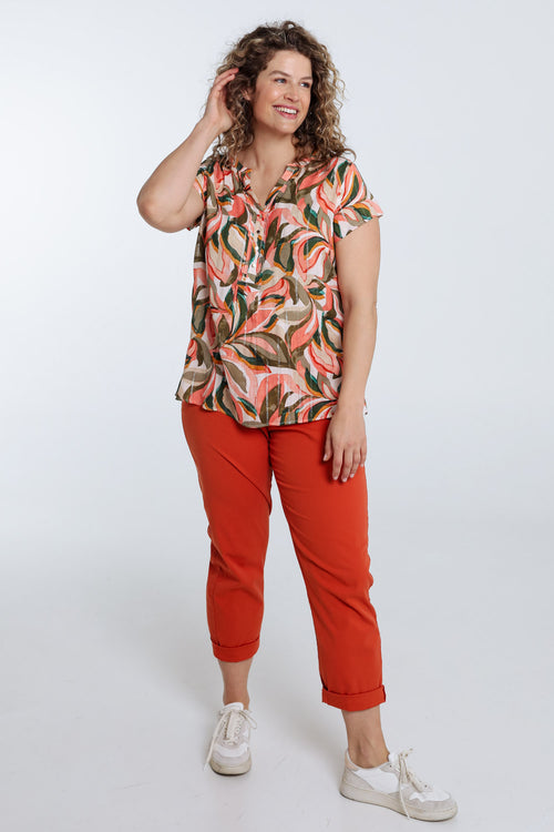 Bluse aus Viskose mit Blattdruck-Paprika-9