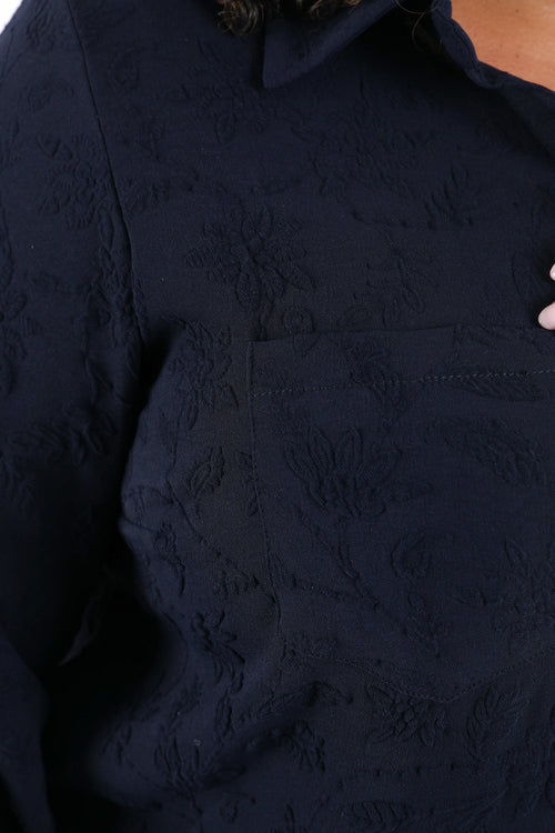 Chemise unie avec motif fleurs en relief-Paprika-6