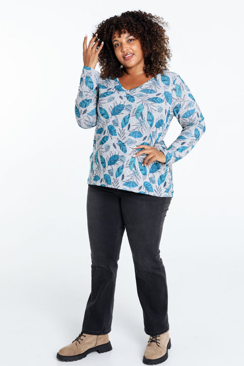 Warmes gestricktes T-Shirt mit Blattmuster und Strasssteinen-Paprika-9