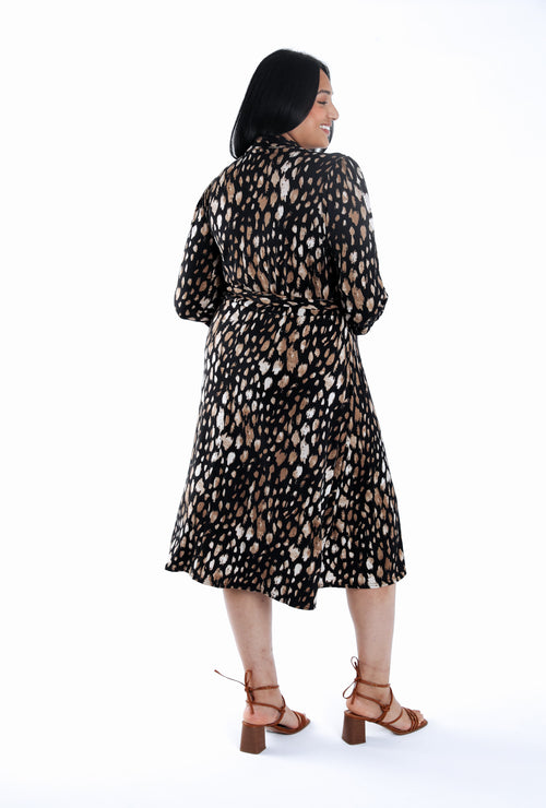 Bedrucktes Hemdkleid mit Animal-Print-Paprika-2