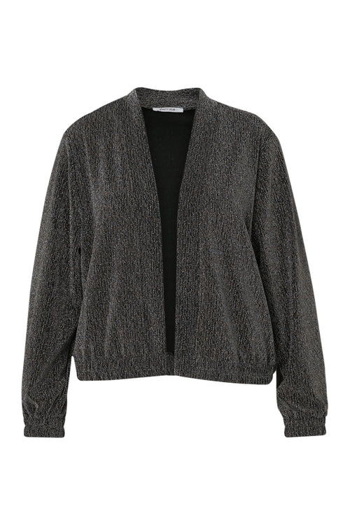 Kurze, unifarbene Bomberjacke mit Lurex-Paprika-10