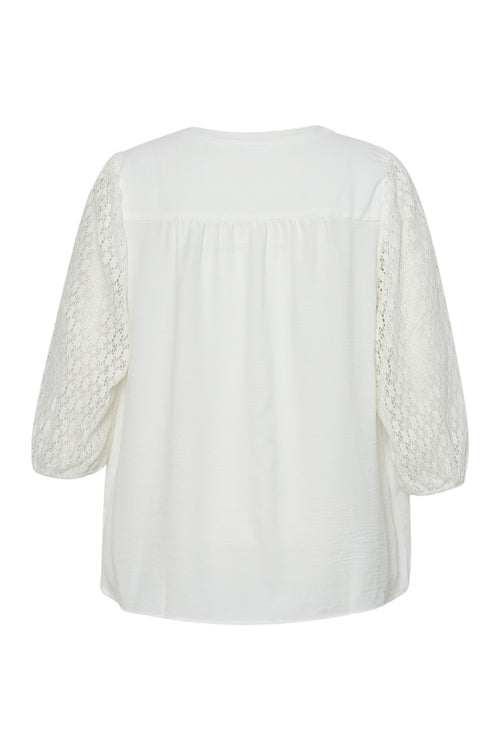 Blouse unie manches en crochet-Paprika-12
