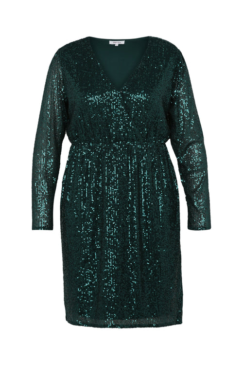 Paillettenkleid mit Wickelausschnitt-Paprika-10