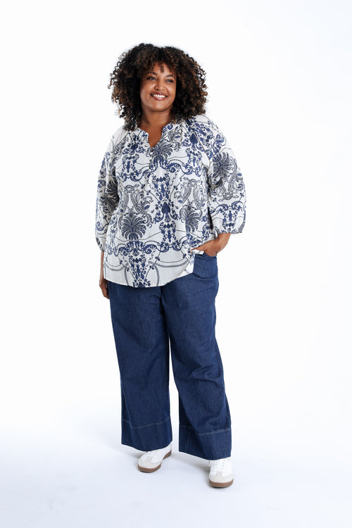 Bluse aus Baumwolle mit floralem Druck-Paprika-8