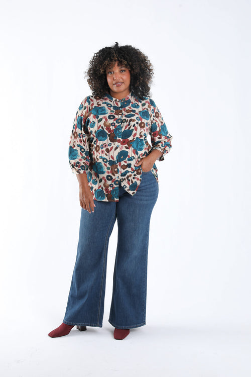 Blouse en viscose imprimé coquelicots-Paprika-5