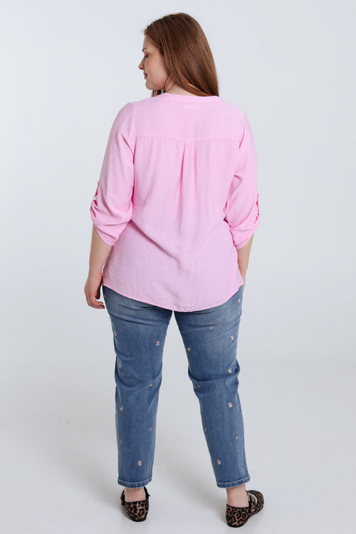 Bluse aus Viskose einfarbig-Paprika-2