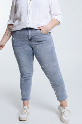 7/8-Slim-Fit-Jeans mit Perlen