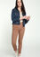 Kurze, unifarbene 2-in-1-Jeansjacke aus BIO-Baumwolle mit Kapuze, Reißverschluss