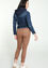 Kurze, unifarbene 2-in-1-Jeansjacke aus BIO-Baumwolle mit Kapuze, Reißverschluss