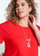 Unifarbenes T-Shirt aus Viskose mit Volants und Halskette