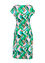 Kurzes Kleid mit grafischem 70er-Jahre-Muster und Knopf