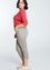 Unifarbene Slim-Fit-Hose aus Satin mit Strass und Gürtel