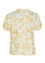 T-Shirt mit Blumendruck, Smokarbeit und Knöpfen