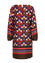 Kurzes Kleid mit grafischem 70er-Jahre-Muster und Bund unten