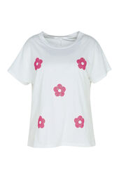 T-Shirt mit Blumenaufdruck und Pailletten